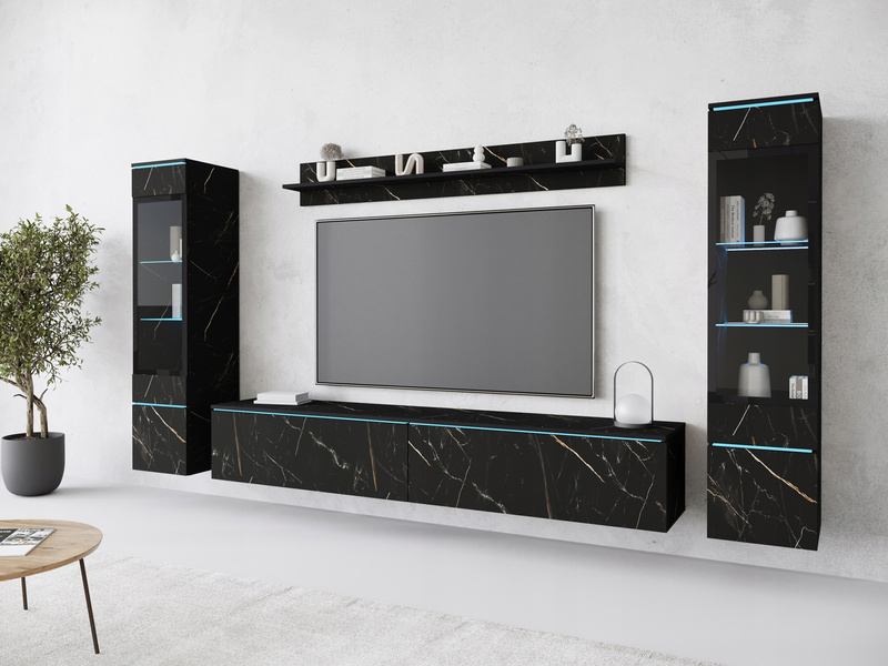 Meblościanka Zestaw mebli VERA II salon Beton / Biały Połysk