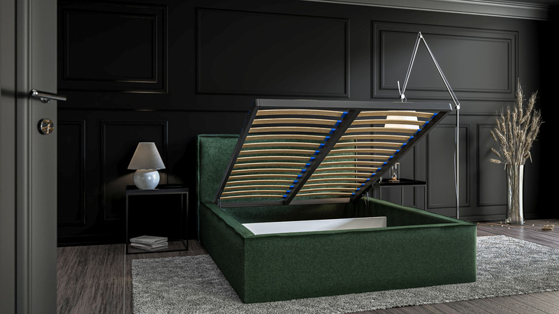 Łóżko Tapicerowane, Sypialniane VELVET 120x200 cm, Pojemnik, Stelaż