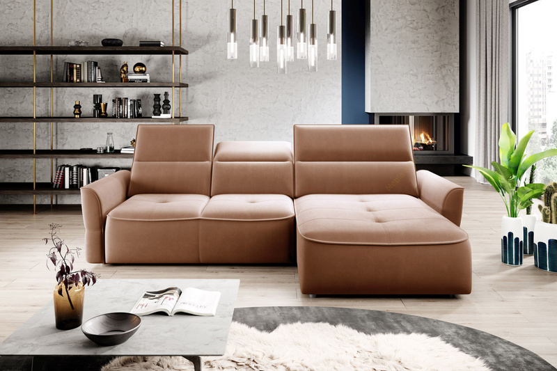 Narożnik z funkcją spania MURILLO S 260cm, Elektryczny wysuw siedziska, Zagłówki