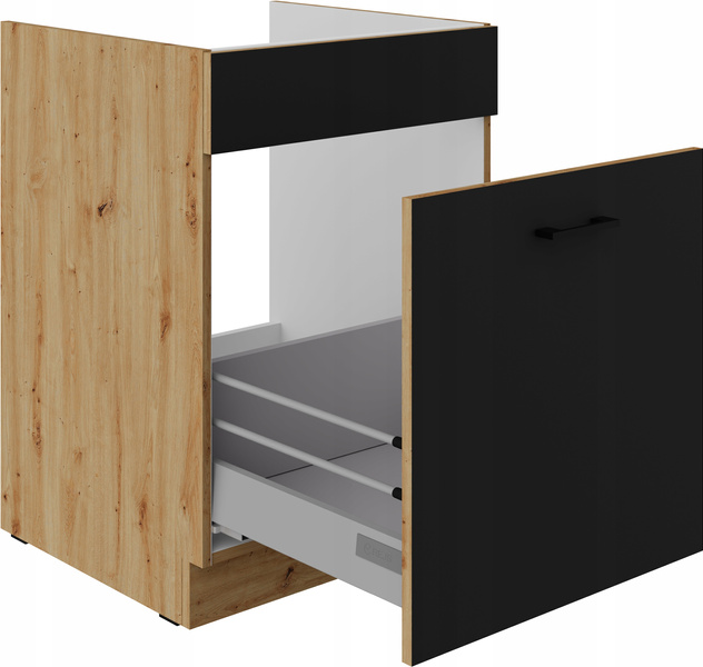 Szafka kuchenna dolna MODENA 60 ZL 1S BB CZARNY MAT/DĄB ARTISAN