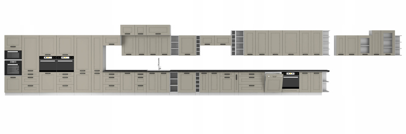 Meble kuchenne zestaw narożny LUNA CLAY GREY / BIAŁY kuchnia szafki