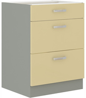 Szafka kuchenna dolna KARMEN 60 D 3S BB KREM POŁYSK / SZARY PLATYNOWY