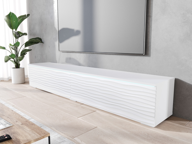 Szafka RTV Lowboard D 180cm BIAŁY / FALA MDF