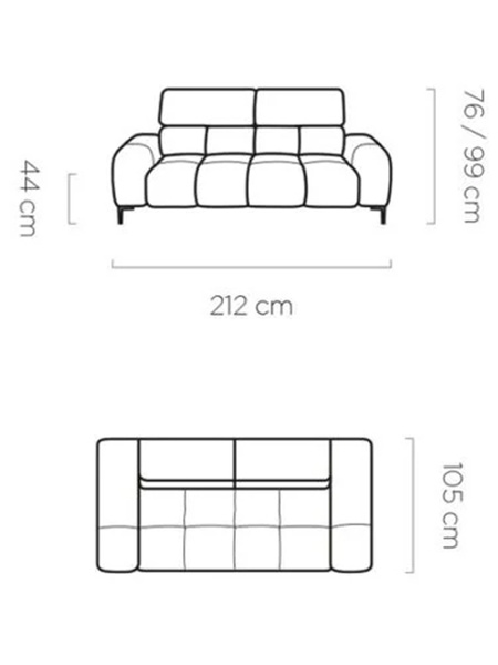 Sofa PLAZA S 3E 212 cm, Elektryczna regulacja siedziska, Zagłówki
