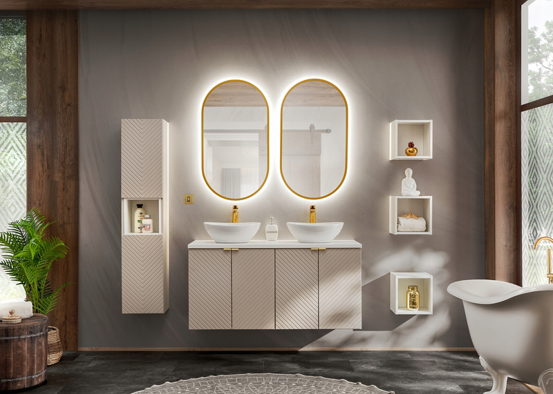 Zestaw mebli 60cm z blatem, słupek, Meble łazienkowe VIVA Kaszmir