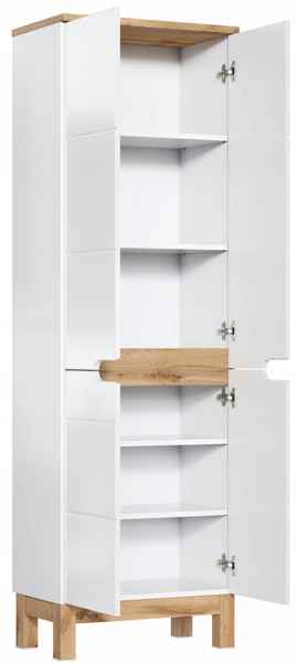 Szafka łazienkowa wysoka 805, Meble łazienkowe BALI Dąb Craft/Biały Połysk