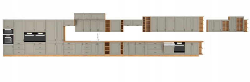 Szafka kuchenna dolna narożna STILO 90x90 DN 2F BB CLAYGREY/DĄB ARTISAN