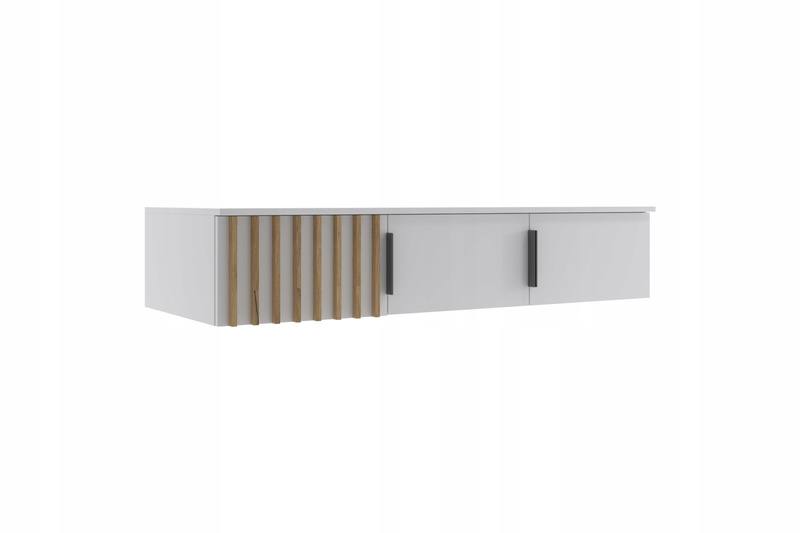 Szafa loftowa SORENTO 150cm lustro, lamele BIAŁY / DĄB CRAFT ZŁOTY