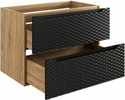 Szafka łazienkowa 80cm szuflady Meble łazienkowe OCEAN Czarny/Dąb Olejowany