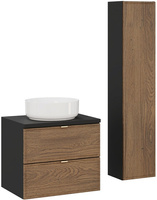 Zestaw mebli blat umywalka słupek Meble łazienkowe TALIA Dąb Casella/Czarny