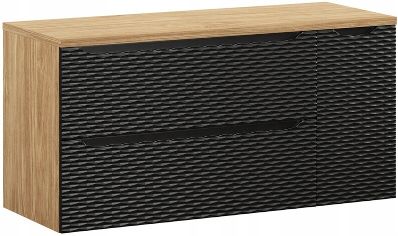 Zestaw meblowy 120cm z blatem, Meble łazienkowe OCEAN Czarny/Dąb Olejowany