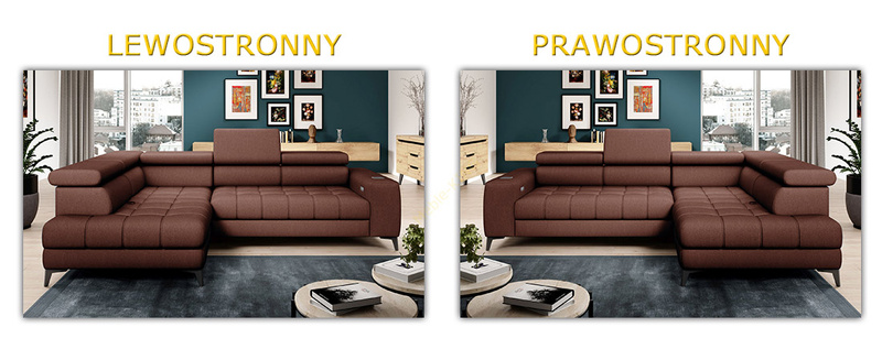 Narożnik BAGGIO 280 cm, Elektryczny wysuw siedziska, Pojemnik, Ładowarka