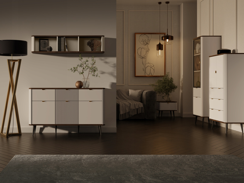 Półka MARLY 20 127cm, Meble Pokojowe MARLY, KASZMIR / SZARY KAMIEŃ