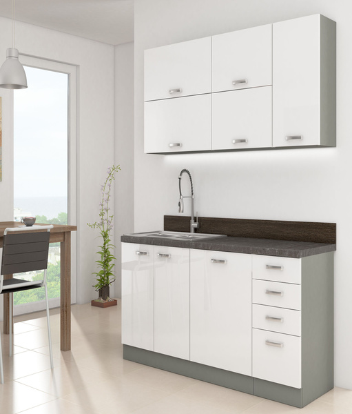 Front do zmywarki 45 cm z panelem sterującym z przodu ZM 570x446 BIAŁY POŁYSK, SZARY PLATYNOWY, Meble Kuchenne BIANCA