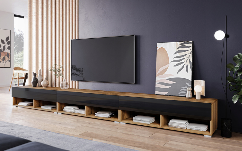 Szafka RTV Lowboard A 300cm BIAŁY / BIAŁY POŁYSK
