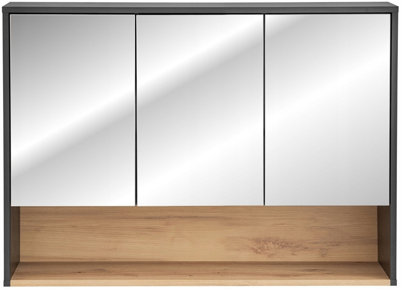 Szafka z lustrem 100cm, Meble łazienkowe BORNEO Szary Kosmos / Dąb Artisan