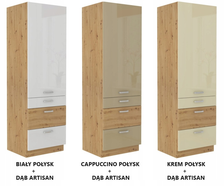 Szafka kuchenna ARTISAN 60 DKS-210 3S 1F CAPPUCCINO POŁYSK / DĄB ARTISAN