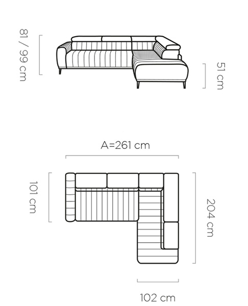 Narożnik z funkcją spania GANDI C 301 cm, System włoski, Pojemnik