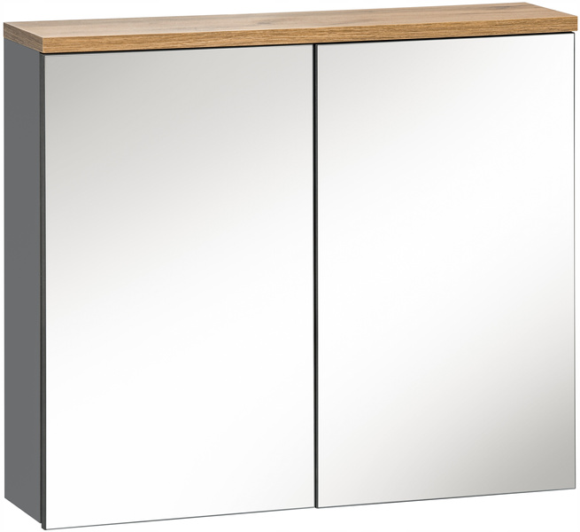 Szafka z lustrem 840 60cm, Meble łazienkowe BALI Dąb Craft / Szary Połysk