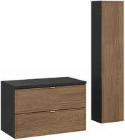 Zestaw mebli 80cm z blatem słupek Meble łazienkowe TALIA Dąb Casella/Czarny