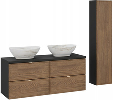 Zestaw mebli blat słupek umywalka Meble łazienkowe TALIA Dąb Casella/Czarny