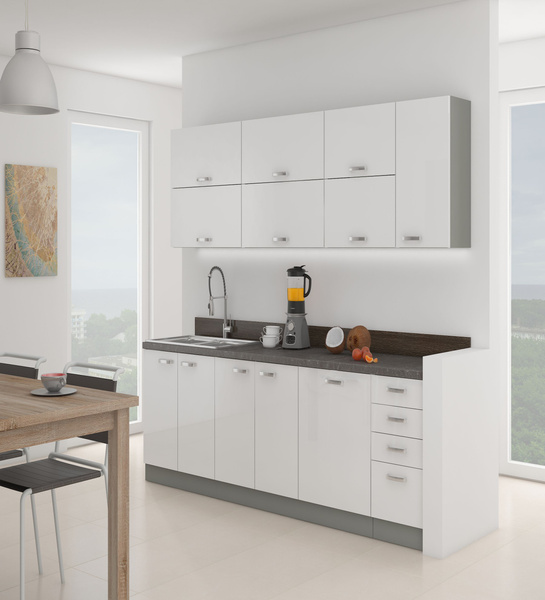 Front do zmywarki 45 cm z panelem sterującym z przodu ZM 570x446 BIAŁY POŁYSK, SZARY PLATYNOWY, Meble Kuchenne BIANCA