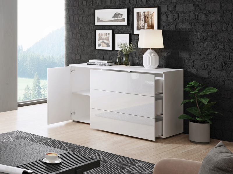 Komoda PARIS 110 Biały / Biały Połysk
