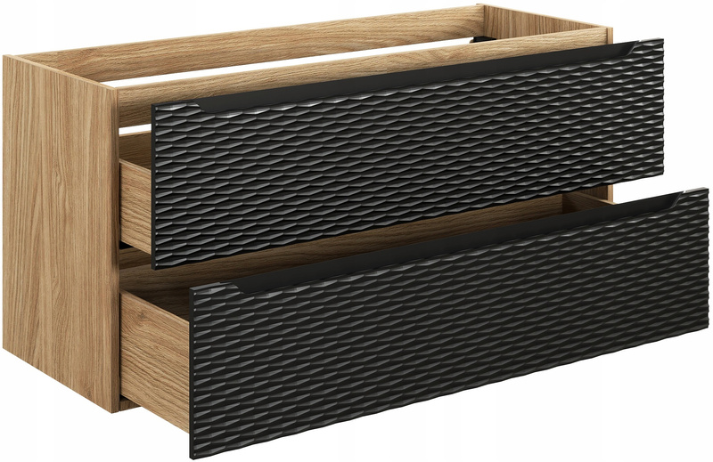 Szafka 120cm, szuflady, Meble łazienkowe OCEAN Czarny / Dąb Olejowany
