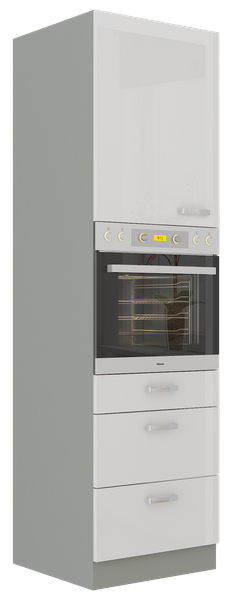 Szafka kuchenna wysoka, słupek pod zabudowę piekarnika 60 DPS-210 3S 1F BB BIAŁY POŁYSK, SZARY PLATYNOWY, Meble Kuchenne BIANCA
