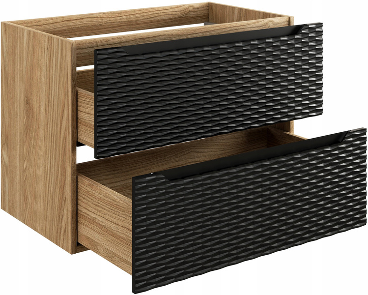 Szafka łazienkowa 80cm szuflady Meble łazienkowe OCEAN Czarny/Dąb Olejowany