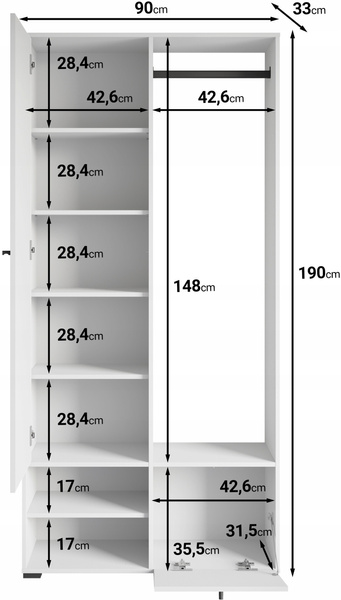 Garderoba DINO, lustro, wieszak SZARY PALLAD
