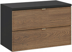 Zestaw meblowy 80cm z blatem, Meble łazienkowe TALIA Dąb Casella / Czarny