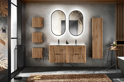 Meble łazienkowe XILO 120, Umywalka 120, 2xLustro LED, 2xSyfon, Wotan/Szary