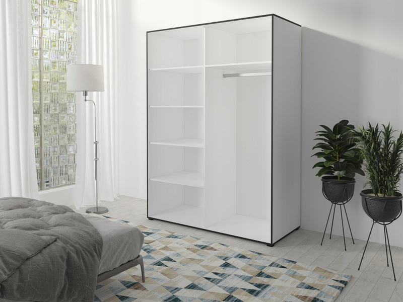 Szafa OSLO I 120cm, Szafa z Lustrem Biały / Czarny