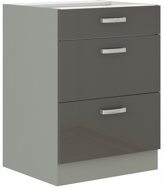 Szafka kuchenna dolna GREY 60 D 3S BB SZARY POŁYSK / SZARY PLATYNOWY