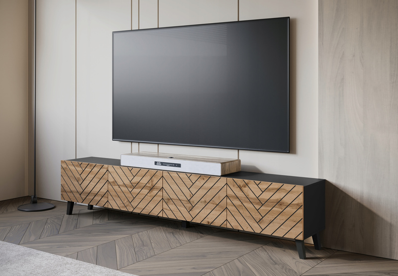 Szafka RTV PHUKET 190 Czarny Grafit Romby