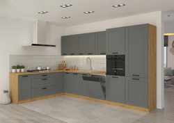 Meble kuchenne zestaw narożny LUNA DUST GREY / DĄB ARTISAN kuchnia szafki