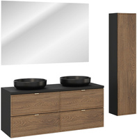 Zestaw meblowy 120cm, Meble łazienkowe TALIA Dąb Casella / Czarny