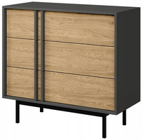 Komoda ALSY 8 93cm, Meble Pokojowe ALSY Antracyt / Dąb Olejowany