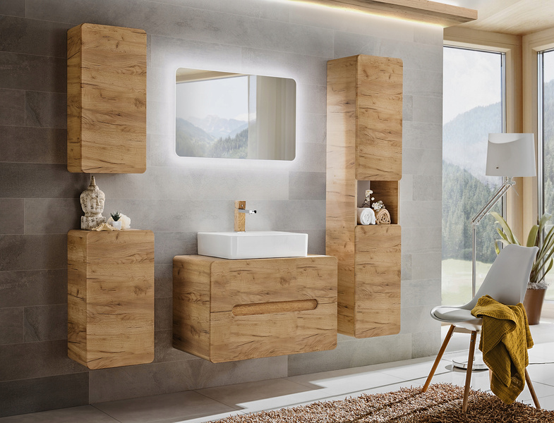 Szafka pod umywalkę 823 40cm, Meble łazienkowe ARUBA Dąb Craft/Biały Połysk