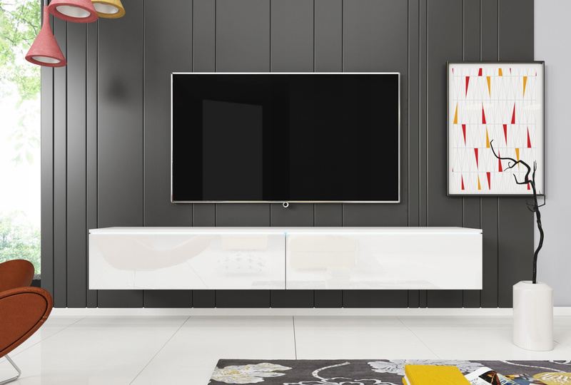 Szafka RTV Lowboard D 180cm BIAŁY / BIAŁY POŁYSK
