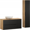 Meble łazienkowe LUXOR BLACK 120, Umywalka nablatowa, Dąb/Czarny, 2 KOLORY