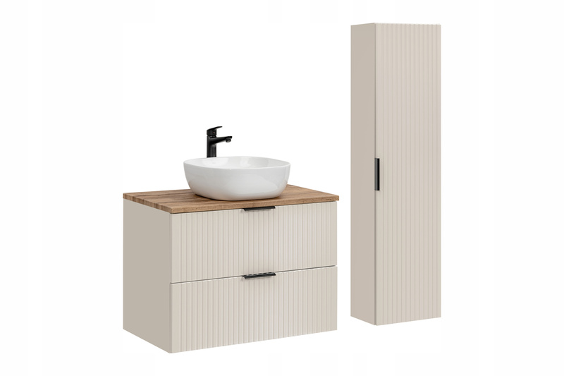 Meble łazienkowe ADEL CASHMERE 80, Zestaw z umywalką nablatową, Blat Wotan