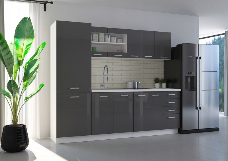 Szafka kuchenna dolna SONIA 60 D GAZ BB SZARY POŁYSK/BIAŁY