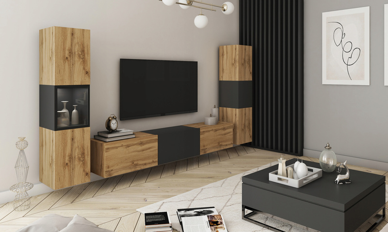 Komoda BERLIN 150 Dąb Wotan / Czarny