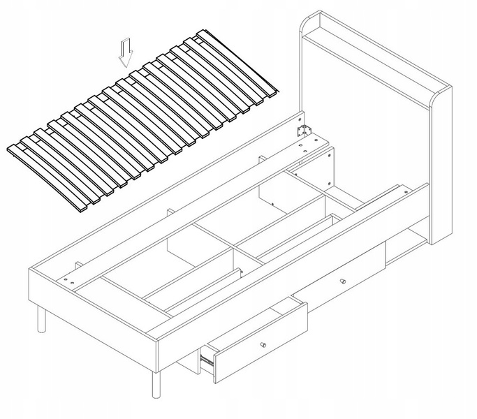 Łóżko YUKI 90x200cm, Łóżko 13 L/P, Meble Młodzieżowe YUKI