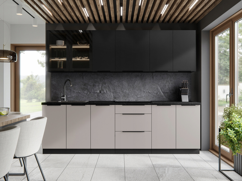 Szafka kuchenna dolna narożna SIENA 90x90 DN 2F BB CZARNY MAT