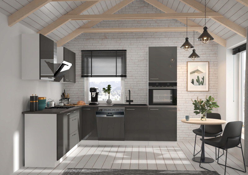 Szafka kuchenna górna LARA 60x60 GN-90 (90°) 2F BIAŁY/GRAFIT POŁYSK