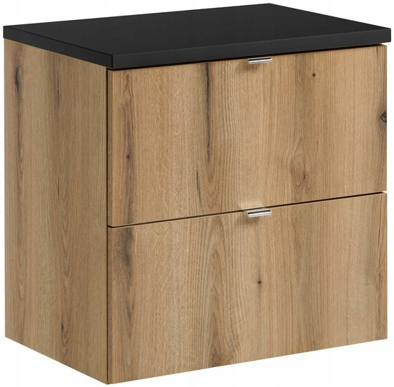 Zestaw meblowy 60cm z blatem, Meble łazienkowe NOVA Dąb Coast Evoke/Czarny
