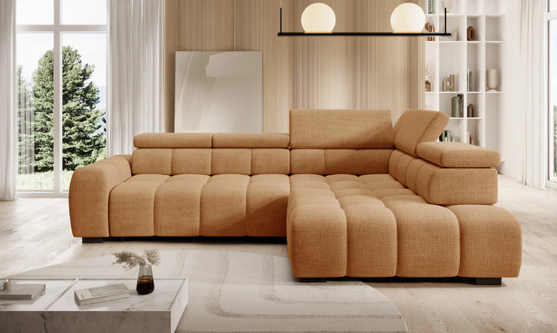 Narożnik BULL L 297cm, Elektryczny wysuw siedziska, Zagłówki